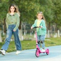 AIYAPLAY Kids Scooter, Foldable Kick Scooter w/ Adjustable Handlebar in Pink