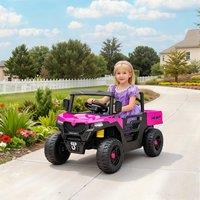 AIYAPLAY 12V Kids Ride on Car, Kids UTV with Electric Dump Bed in Pink