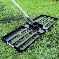 Walensee Heavy Duty Lawn Leveling Rake with 6.5/7 ft Stainless Steel Handle in Black | Size: Large