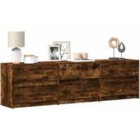 Berkfield Home TV Cabinet with LED Smoked Oak 180x34x50 cm Engineered Wood in Brown | Size: 180 x 34 x 50 cm