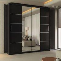 Sliding Wardrobes 4U Ribon Sliding Mirror Door Wardrobe 203cm X 217cm in Black | Size: 203 cm X 217 cm