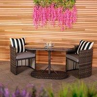 Charles Bentley St Tropez Rattan Bistro Set - Grey Compact Chat Set for Two