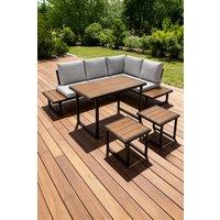 More4Homes Amalfi Garden Dining Set 6 Seater Corner Dining Furniture with Table in Grey