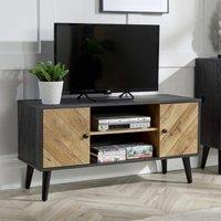Home Source Dallas Herringbone 2 Door TV Stand Storage Unit in Black