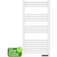 MYLEK Towel Rail Bathroom Electric Heater with 24/7 Timer IP24 Rated 750W in White