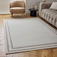 THE RUGS Carmel Bordered Area Rug Runner Soft Pile Living Room Bedroom in Beige | Size: 160 cm x 230 cm