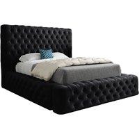 KDMD Dreamscape Pleated Upholstery Designer Bed Frame in Black | Size: Small Double