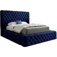 KDMD Dreamscape Pleated Upholstery Designer Bed Frame in Blue | Size: Small Double