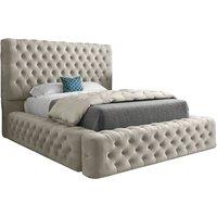 KDMD Dreamscape Pleated Upholstery Designer Bed Frame in Cream | Size: Double