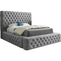 KDMD Dreamscape Pleated Upholstery Designer Bed Frame in Grey | Size: Super King
