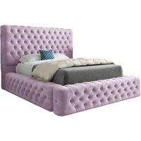 KDMD Dreamscape Pleated Upholstery Designer Bed Frame in Pink | Size: King