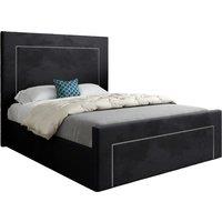 KDMD Elba Upholstered Soft Velvet Designer Bed Frame in Black | Size: Single