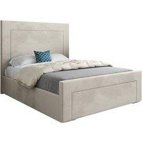 KDMD Elba Upholstered Soft Velvet Designer Bed Frame in Cream | Size: King