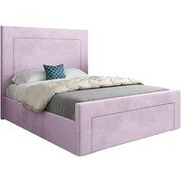 KDMD Elba Upholstered Soft Velvet Designer Bed Frame in Pink | Size: King