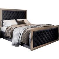 KDMD Emia Upholstered Soft Velvet Metal Designer Bed Frame in Black | Size: Small Double