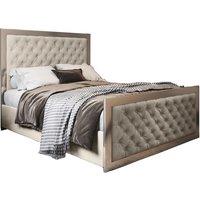 KDMD Emia Upholstered Soft Velvet Metal Designer Bed Frame in Cream | Size: Small Double