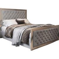 KDMD Emia Upholstered Soft Velvet Metal Designer Bed Frame in Grey | Size: Single