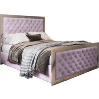 KDMD Emia Upholstered Soft Velvet Metal Designer Bed Frame in Pink | Size: Small Double