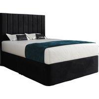 KDMD Enrico Upholstered Soft Velvet Designer Bed Frame in Black | Size: Small Single