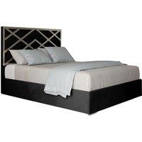 KDMD George Upholstered Soft Velvet Metal Designer Bed Frame in Black | Size: King