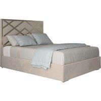 KDMD George Upholstered Soft Velvet Metal Designer Bed Frame in Cream | Size: Single