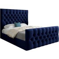 KDMD Highland Upholstered Soft Velvet Designer Bed Frame in Blue | Size: Small Single