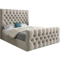 KDMD Highland Upholstered Soft Velvet Designer Bed Frame in Cream | Size: Small Single