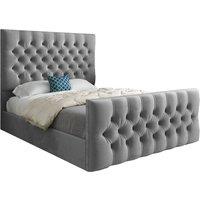KDMD Highland Upholstered Soft Velvet Designer Bed Frame in Grey | Size: Small Single