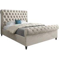 KDMD Venezia Sleigh Upholstered Soft Velvet Designer Bed Frame in Cream | Size: Small Single
