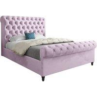 KDMD Venezia Sleigh Upholstered Soft Velvet Designer Bed Frame in Pink | Size: Single