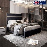 KDMD Comfyzone Upholstered Soft Velvet Metal Designer Bed Frame in Black | Size: Small Double