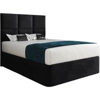 KDMD Dime Upholserted Floorstanding Headboard With Divan Designer Bed Frame in Black | Size: Small Single