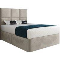 KDMD Dime Upholserted Floorstanding Headboard With Divan Designer Bed Frame in Cream | Size: Small Single
