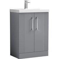 Balterley Floor Standing 2 Door Vanity Unit - Mid-Edge Basin 600mm, Satin Grey