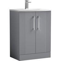 Balterley Floor Standing 2 Door Vanity Unit - Curved Basin 600mm, Satin Grey