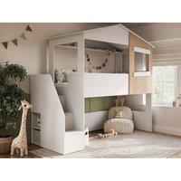 Flair Dreamland House Staircase Midsleeper in White | Size: Single