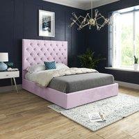 KDMD Alma Upholstered Soft Velvet Pink Bed Frame | Size: Small Single