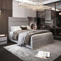 KDMD Bentley Upholstered Soft Velvet Metal Grey Bed Frame | Size: Single
