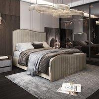 KDMD Brixton Upholstered Soft Velvet Metal Cream Bed Frame | Size: Small Double