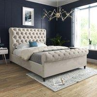 KDMD Sienna Sleigh Upholstered Soft Velvet Cream Bed Frame | Size: Super King