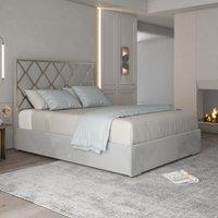 KDMD Tammy Upholstered Soft Velvet Metal Grey Bed Frame | Size: Small Double