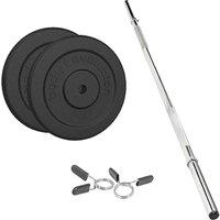 Monstershop 1.2m 1 Barbell & Cast Iron Weight Plate Sets Bar 2.5kg pairs 5kg in Silver