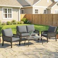 OUTSUNNY Rattan Garden Furniture Set, Outdoor Furniture Conversation Set in Dark Grey