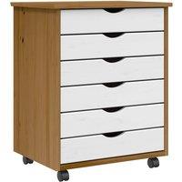 Berkfield Home Rolling Cabinet with Drawers MOSS Honey Brown Solid Wood Pine