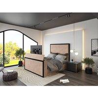 KDMD Madrid Upholstered Electric Media Mink TV Bed Frame in Dusty Pink | Size: Single