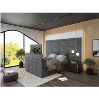 KDMD Copenhagen Upholstered Grey Television Bed Frame | Size: Super King
