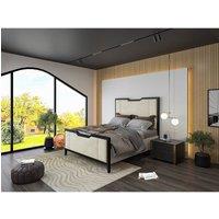 KDMD Milano Designer Metal Frame Upholstered Black & Cream Bed Frame | Size: Super King