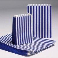 KDMD 10x14" Blue Candy Stripe Kraft Paper Bags for Sweets & Gifts