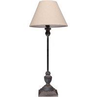 KDMD Incia Stem Table Lamp - Handcrafted Grey-Washed Wood & Linen Shade in Grey