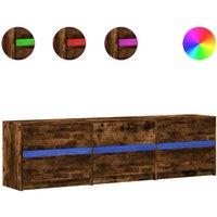 Berkfield Home TV Cabinet with LED Smoked Oak 180x34x50 cm Engineered Wood in Brown | Size: 180 x 34 x 50 cm
